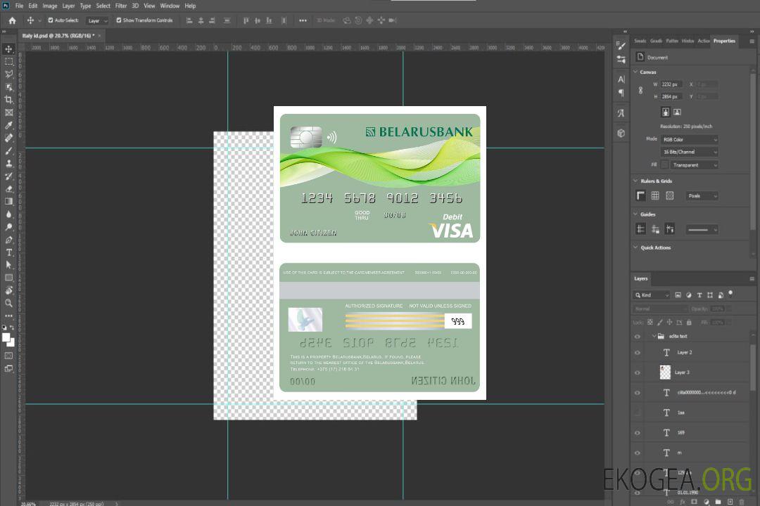 Carte visa Biélorussie Belarusbank template Carte visa Biélorussie Belarusbank template